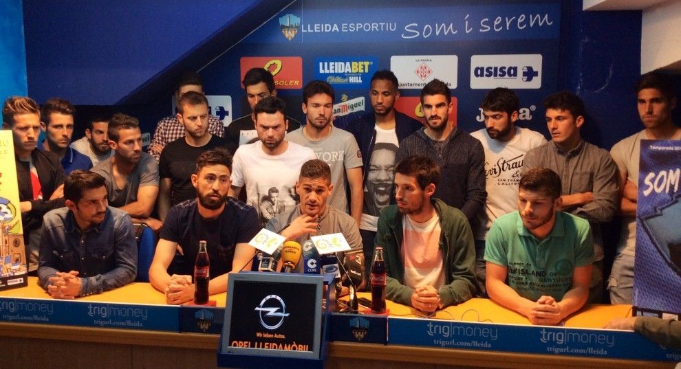 Els jugadors de Lleida en una roda de premsa aquest any