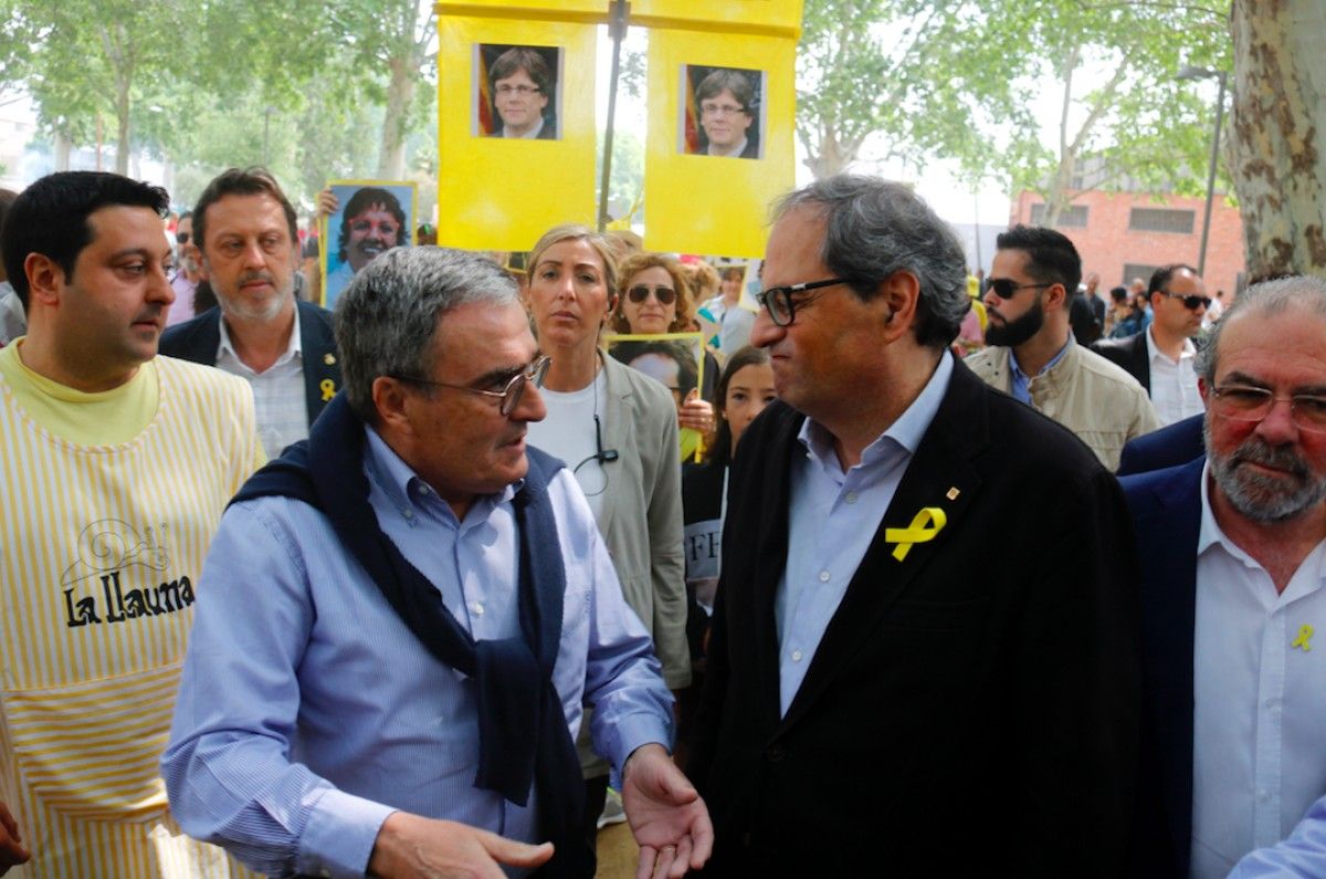 Àngel Ros, alcalde de Lleida, i Quim Torra, president de la Generalitat, aquest diumenge a Lleida