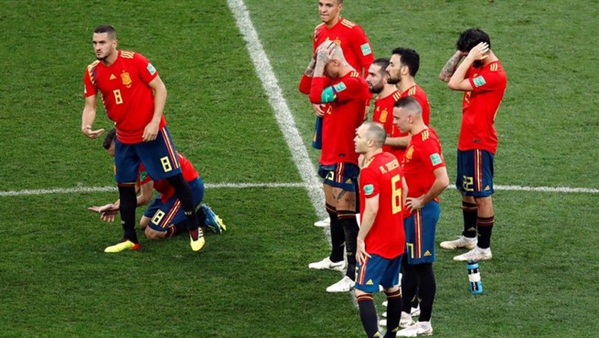 Imatge dels jugadors de la selecció espanyola