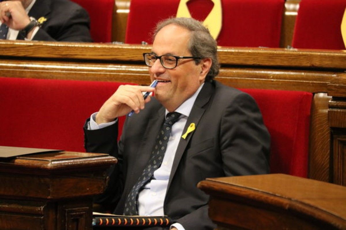 El president de la Generalitat, Quim Torra, aquest dijous al Parlament