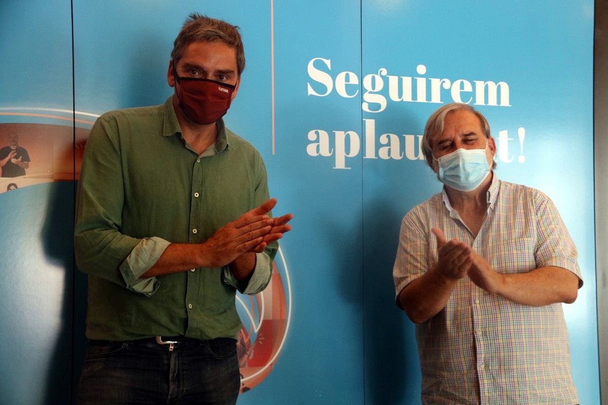 Jordi Basomba, gerent del Kursaal, i Joan Morros, responsable de programació