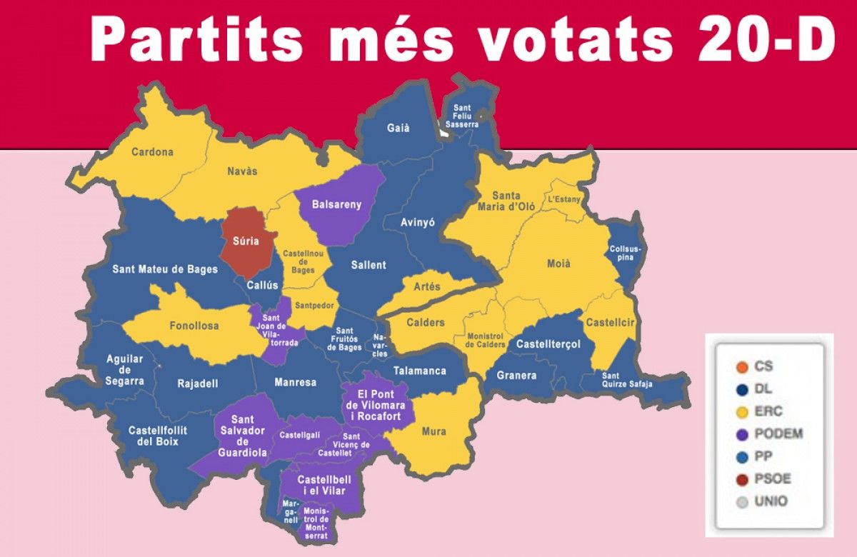 Mapa de forces més votades, municipi a municipi.