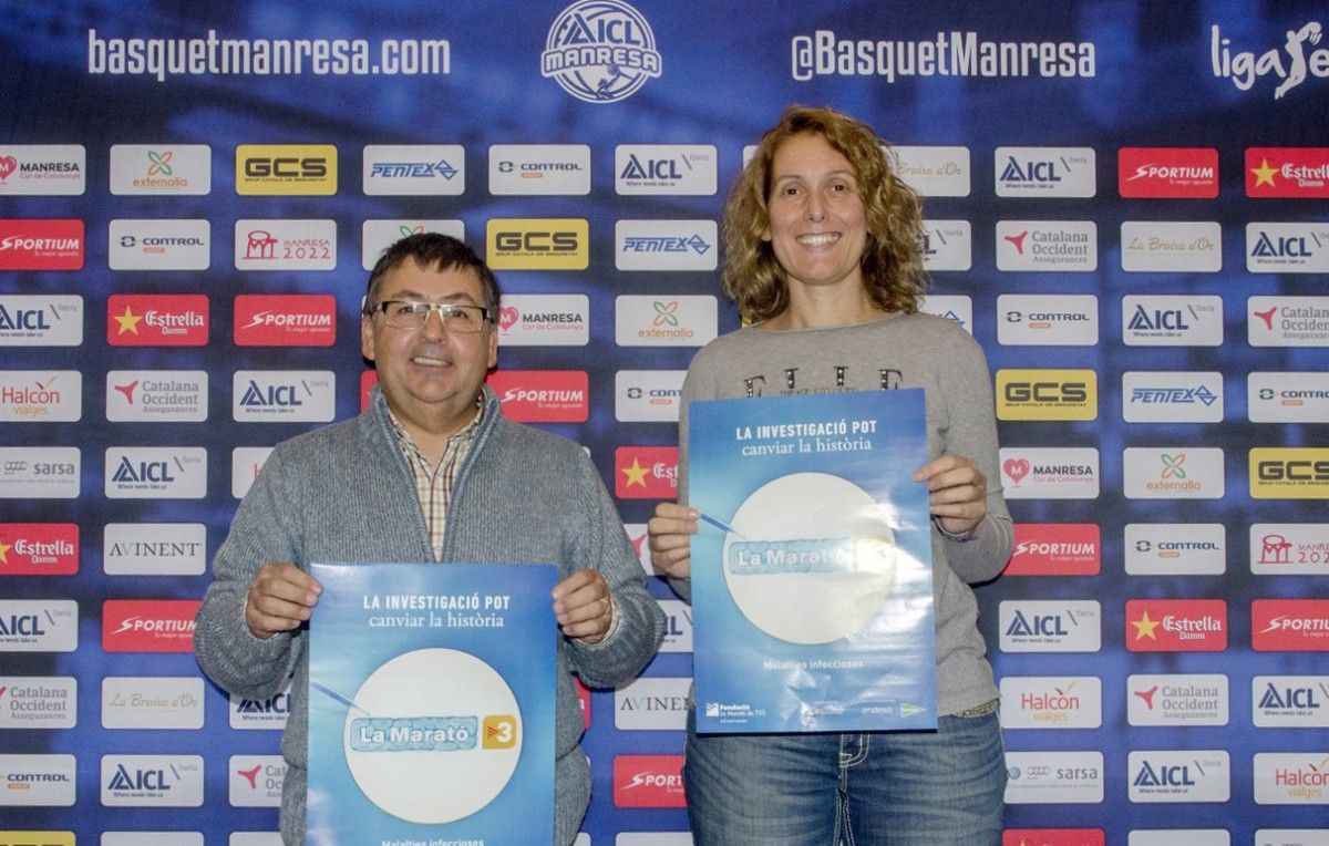 Manel Molera i Montse Seubas durant la presentació dels actes per la Marató