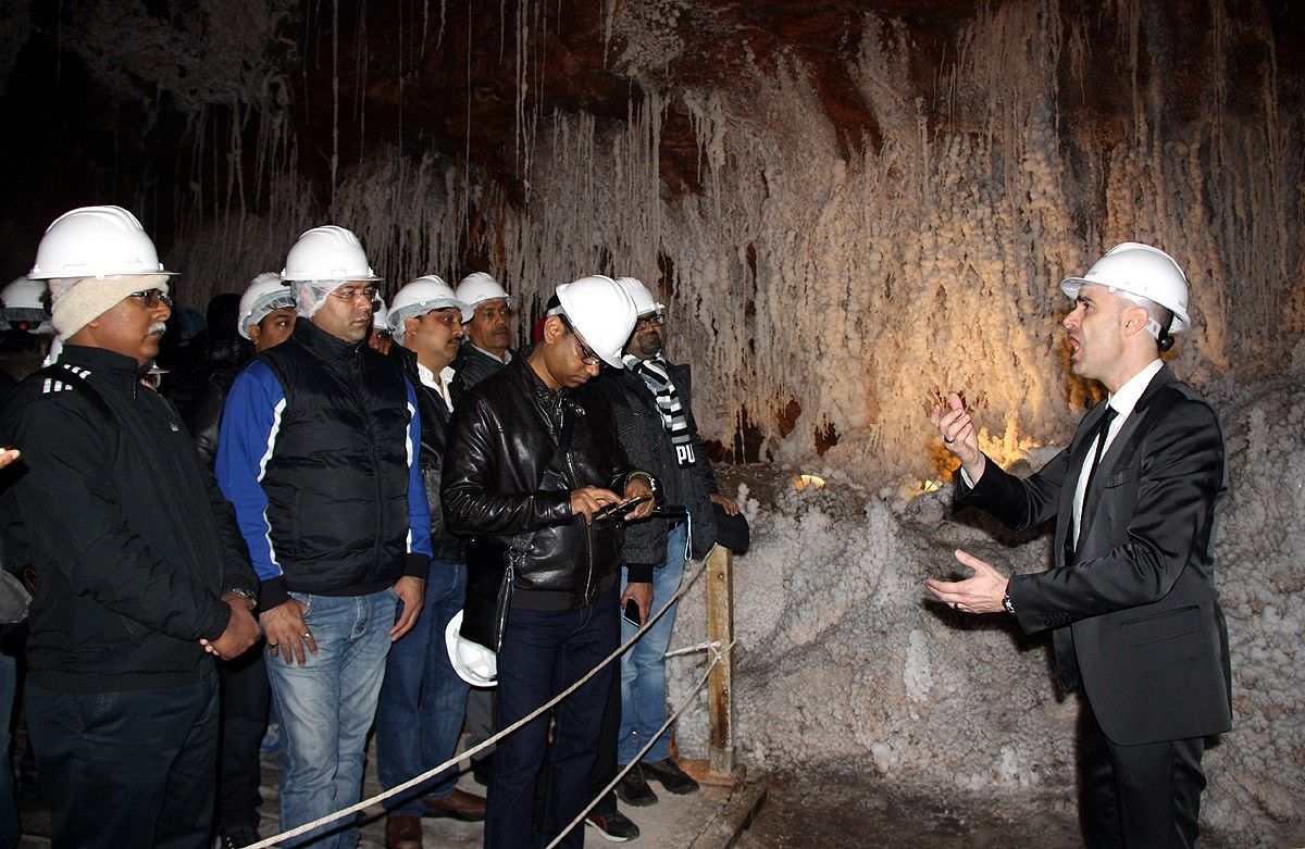 Diversos operadors indis escolten el concert de música clàssica a l'interior de les mines de sal de Cardona