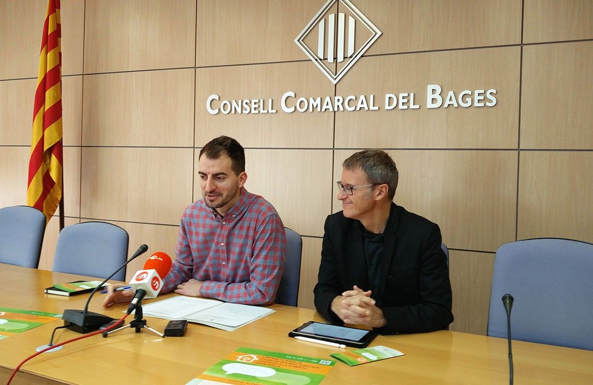 Albert Marañón i Josep Muñoz durant la presentació de la oficina