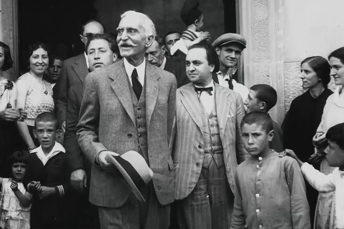 Imatge de la visita del President Francesc Macià a Súria, procedent de la filmació original de 1932