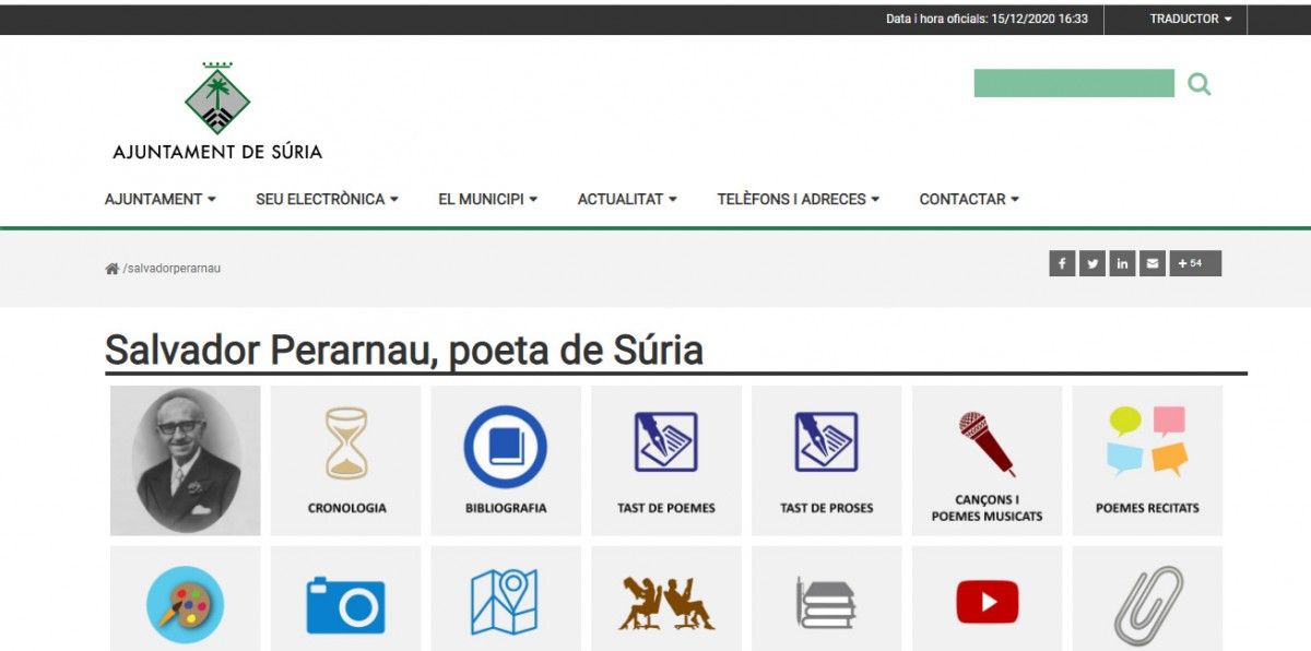 Capçalera del web de Salvador Perarnau