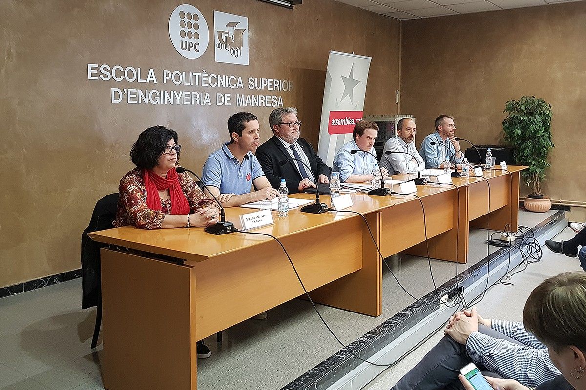 Massana, Olivé, González, Trapé, Aloy i Fius a la taula de debat