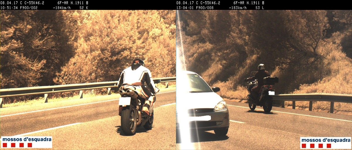 Les dues motos, fotografiades amb el radar de trànsit