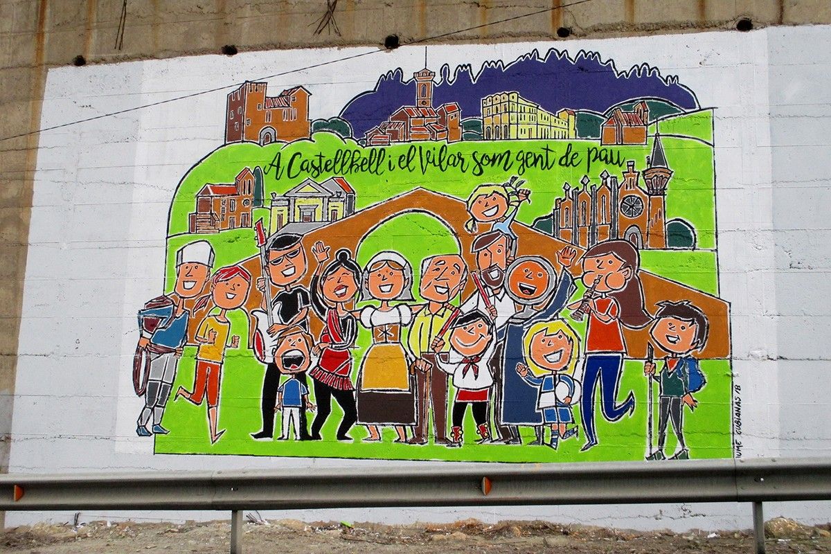 Mural per la convivència a l'entrada de Castellbell i el Vilar
