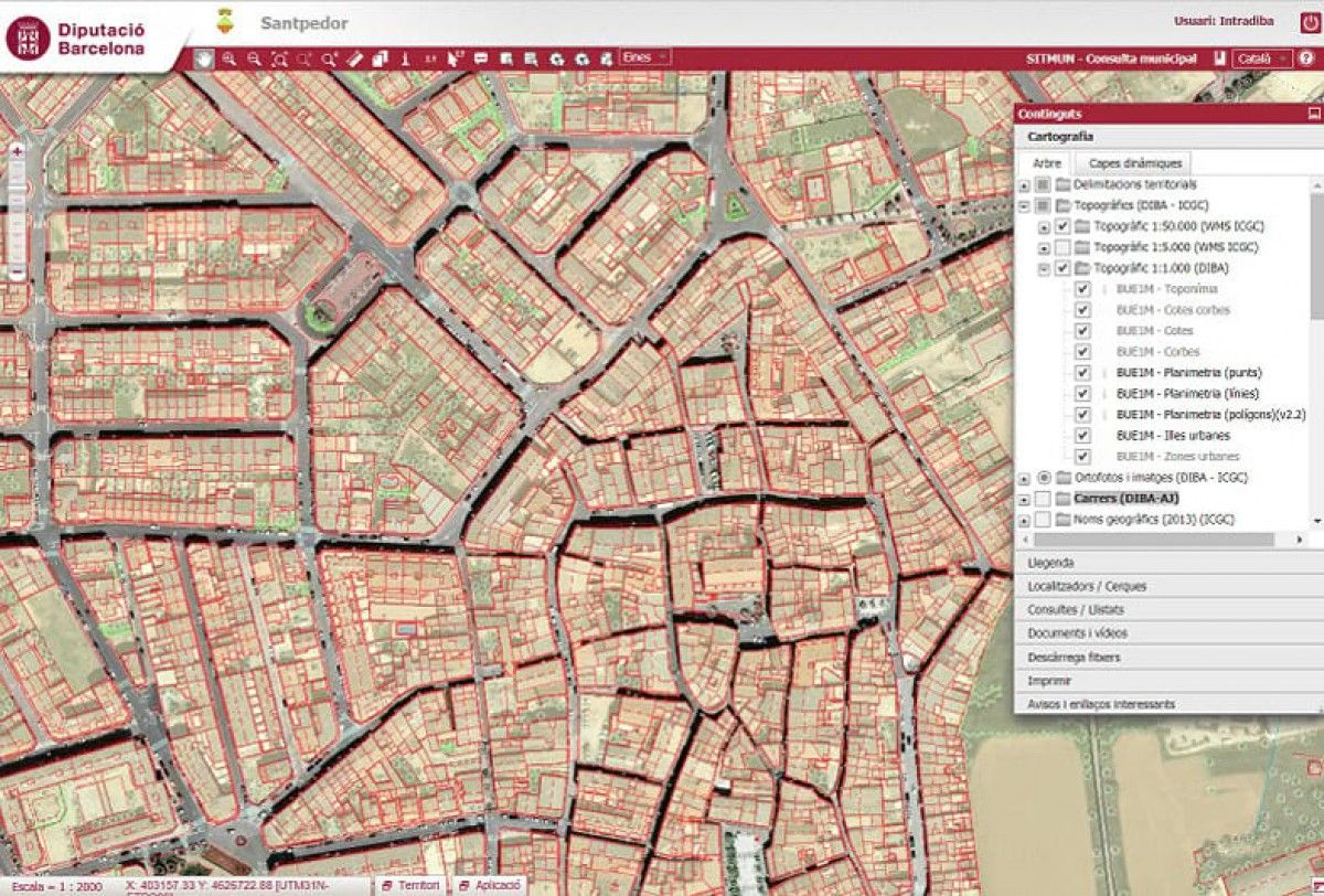 Captura de pantalla de la cartografia digital dels carrers de Santpedor