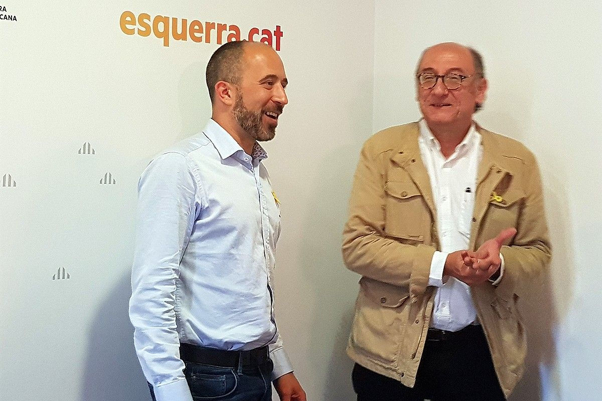 Marc Aloy i Ramon Fontdevila a la seu d'Esquerra