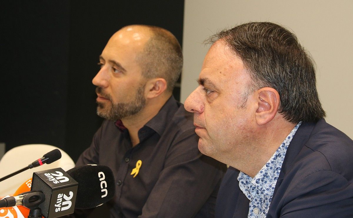 Marc Aloy i Valentí Junyent en la roda de premsa de presentació del cartipàs