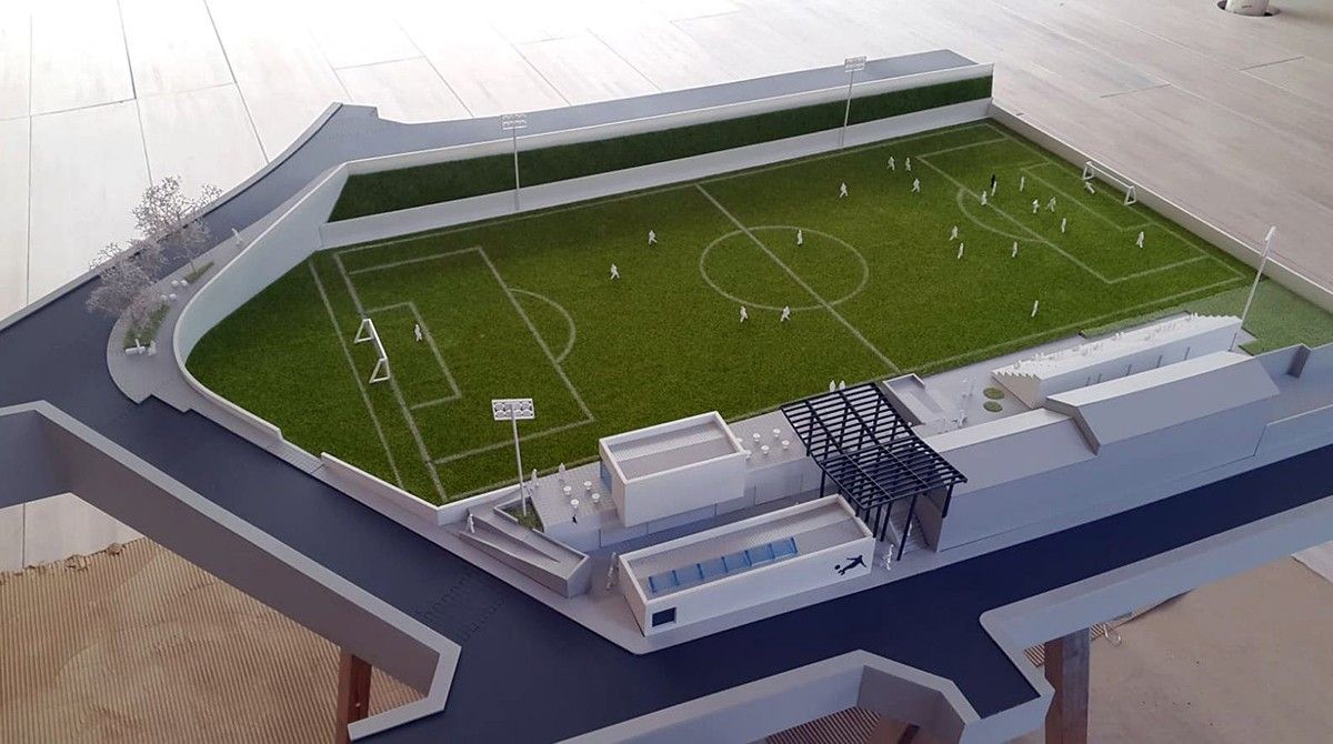 Maqueta del futur camp de futbol de Sant Vicenç