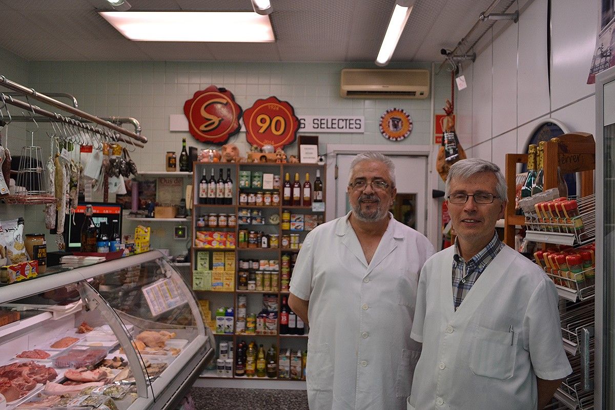 Pere Camprubí Servitja i Jaume Sabaté Servitja, dos dels tres propietaris del negoci familiar