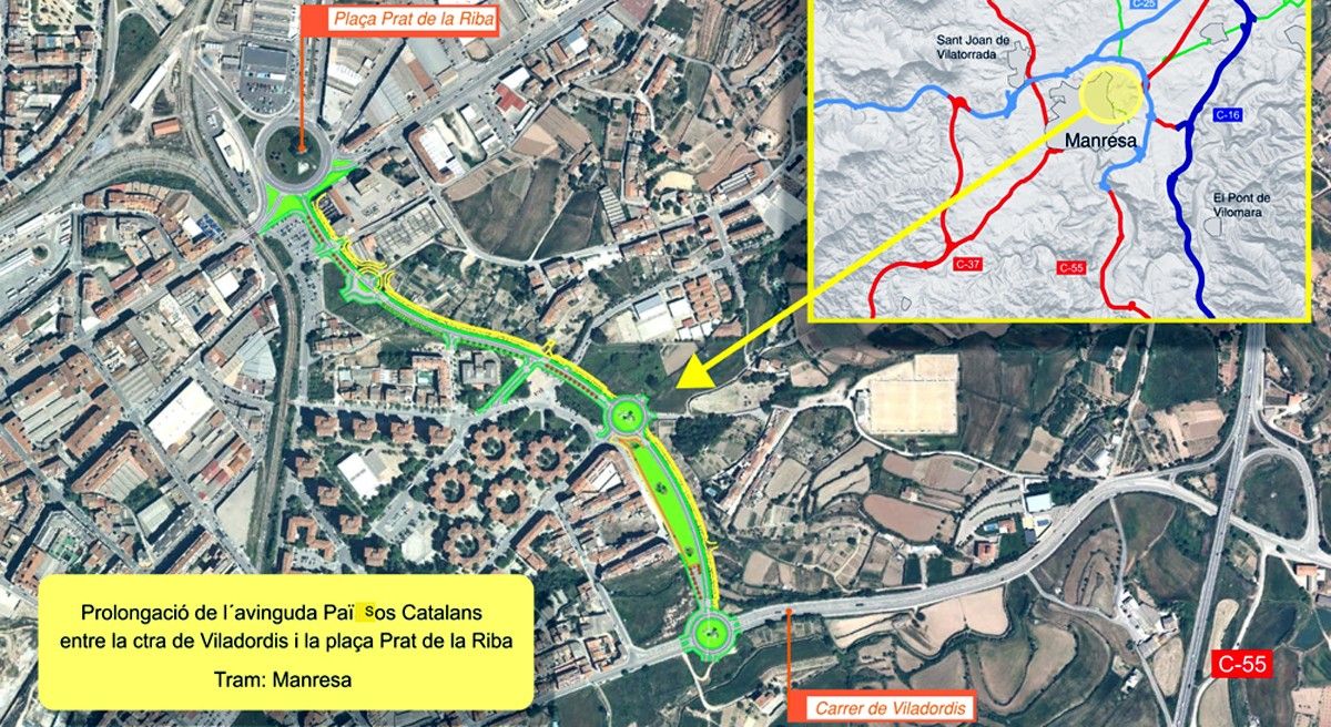 Mapa de les obres que es duran a terme a l'avinguda dels Països Catalans