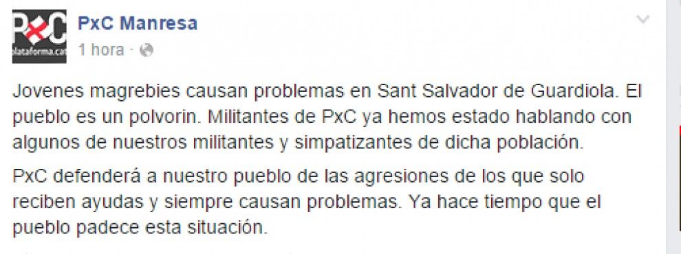 Apunt al perfil Facebook de PxC Manresa