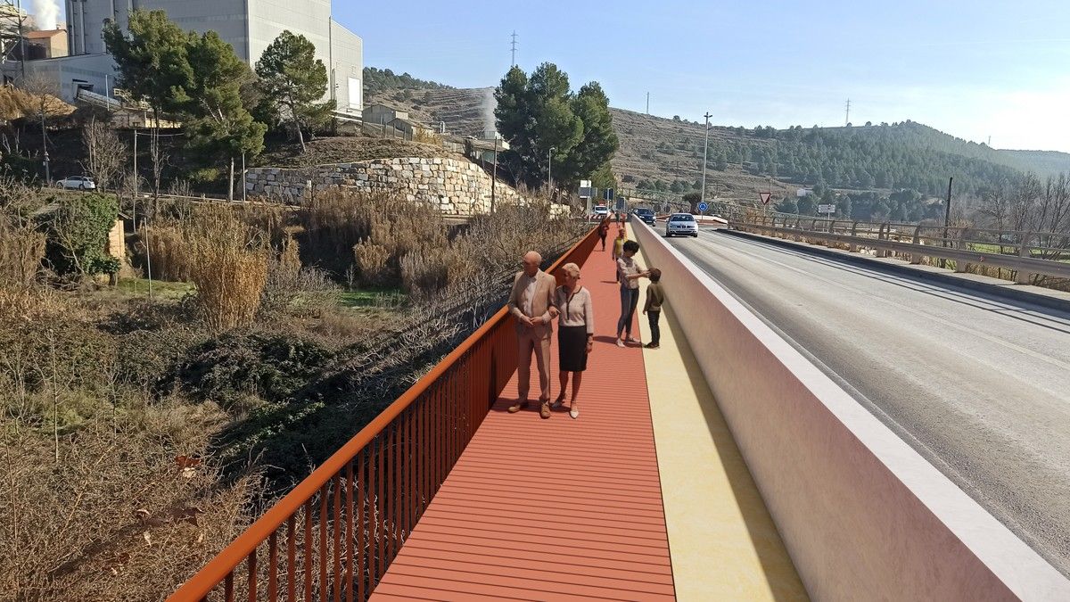 Previsualització de l'ampliació de la passera per a vianants al pont de Tordell de Súria