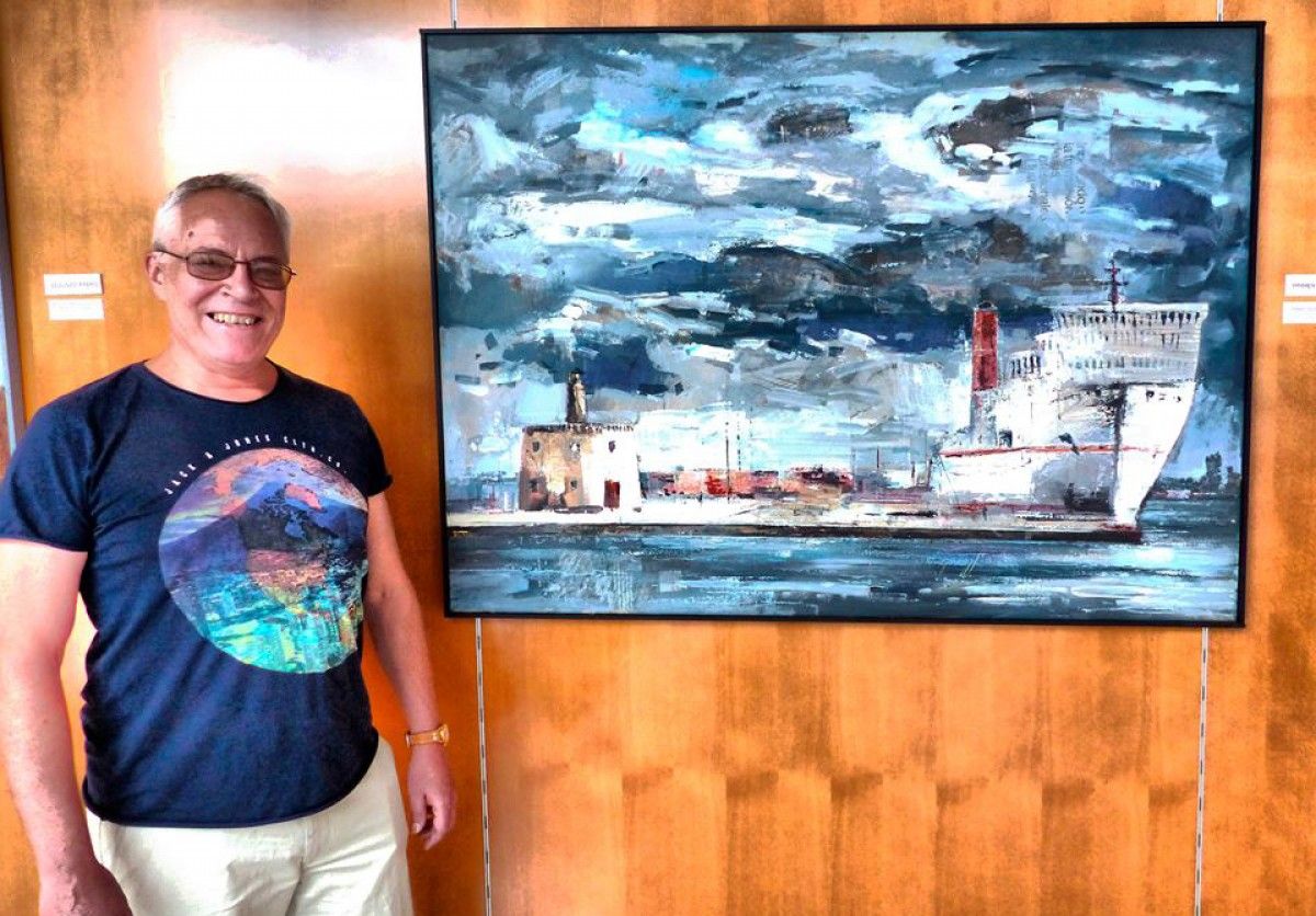 Erners Descals amb el quadre guanyador del Premi «El Port»