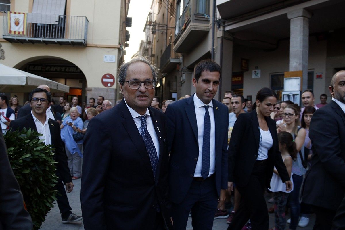 El president Quim Torra i l'alcalde de Cardona, Ferran Estruch
