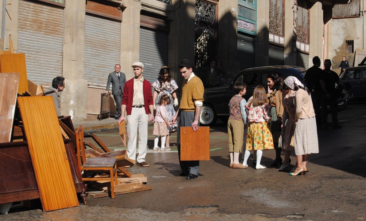 Imatge del rodatge d'«Hache» a la plaça d'en Creus de Manresa