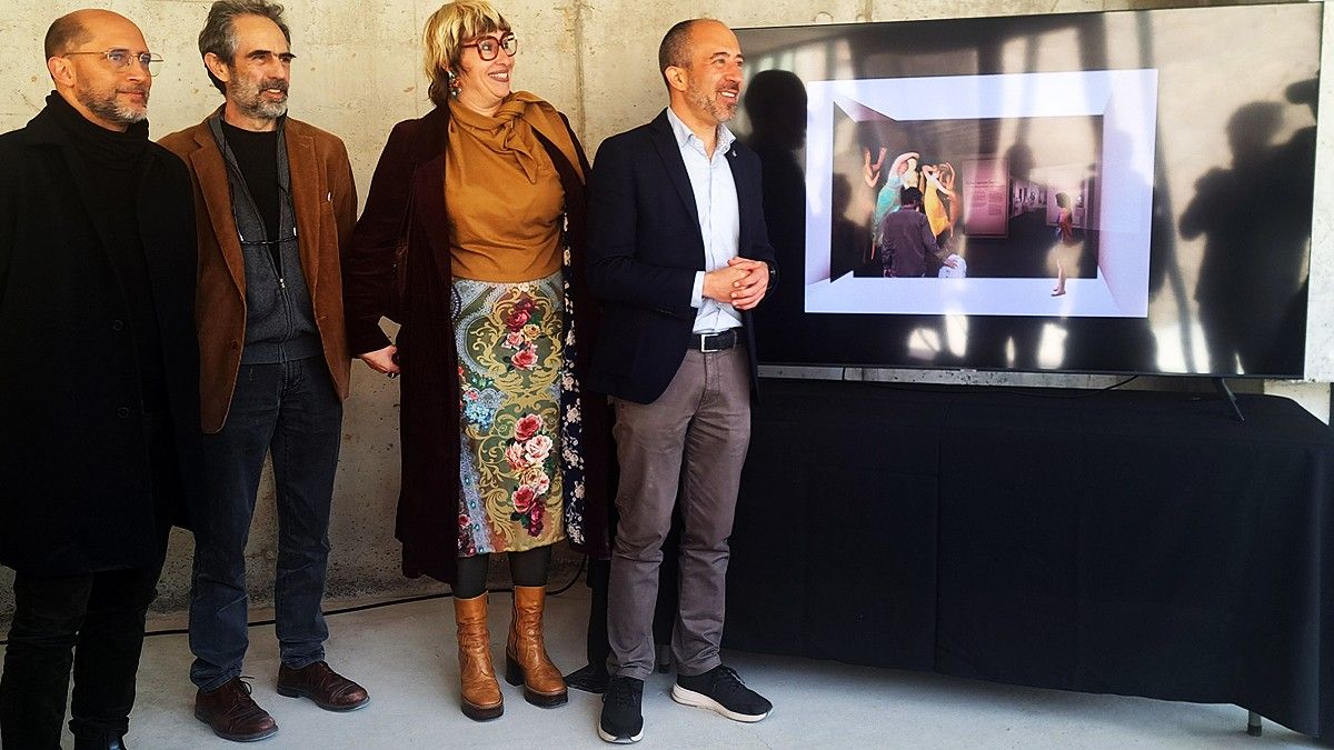 Juan Carlos Laverde, Francesc Vilà, Anna Crespo i Marc Aloy durant la presentació de la museïtzació