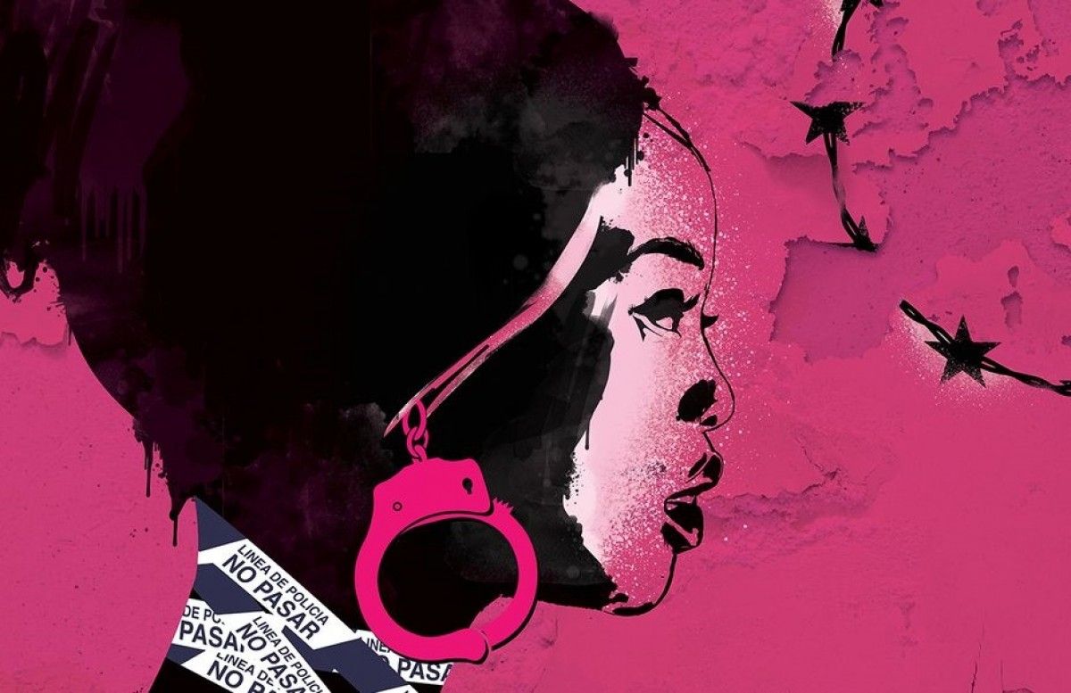 Vista parcial del cartell de «La dona il·legal»