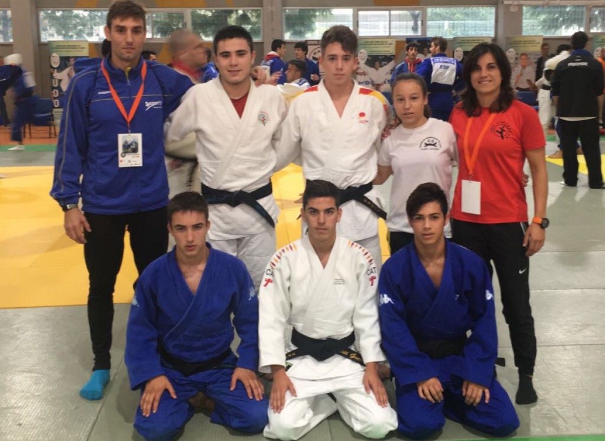 Els judokes bagencs amb Laia Fernàndez i Maurici Casasayas