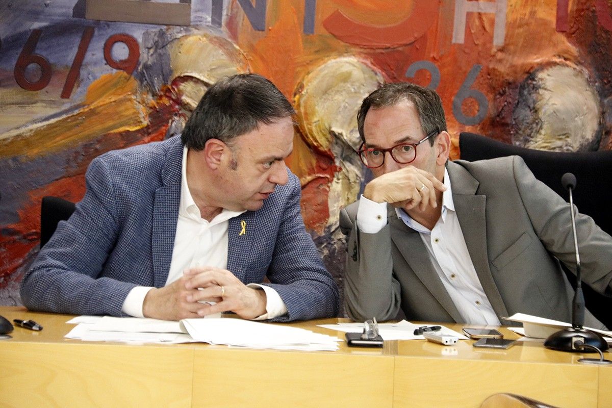 Els alcaldes Valentí Junyent i Joan Carles Batanés