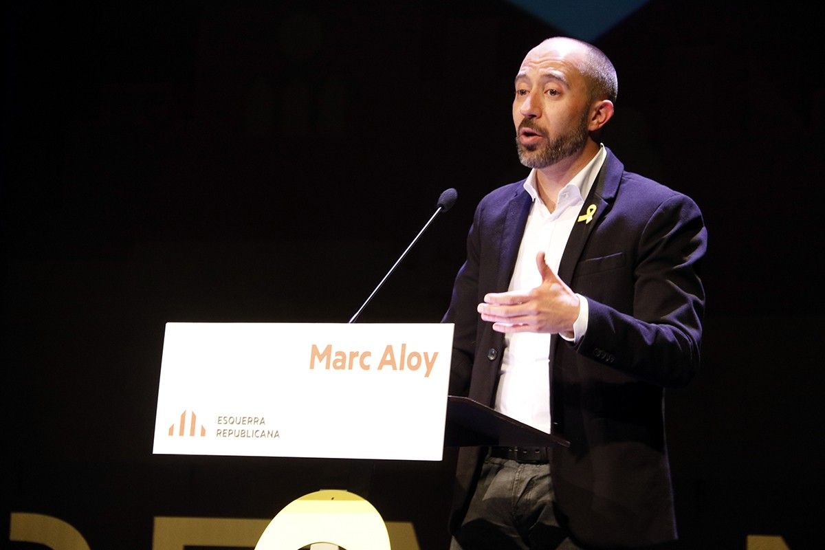 Marc Aloy durant l'acte de presentació de la seva candidatura