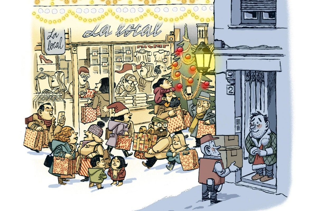 Vista parcial de la il·lustració de suport al comerç local