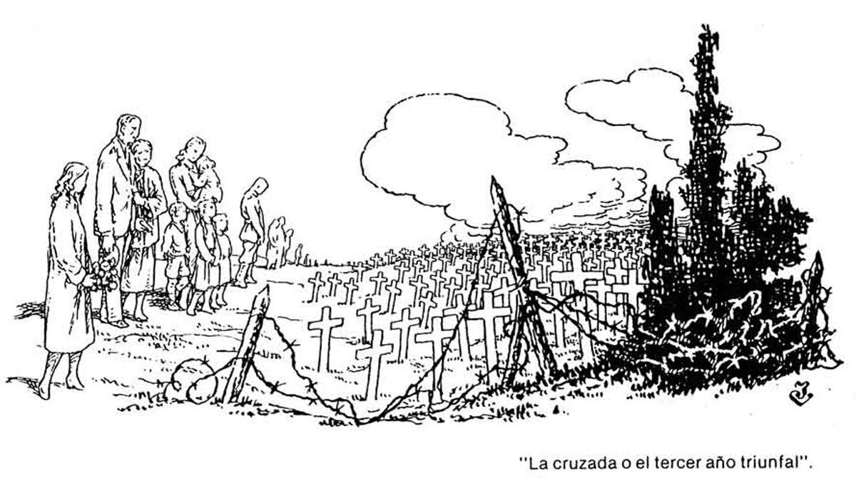 Dibuix del manresà Joan Vilanova i Roset que reflecteix el dolor pels morts produïts per la Guerra Civil