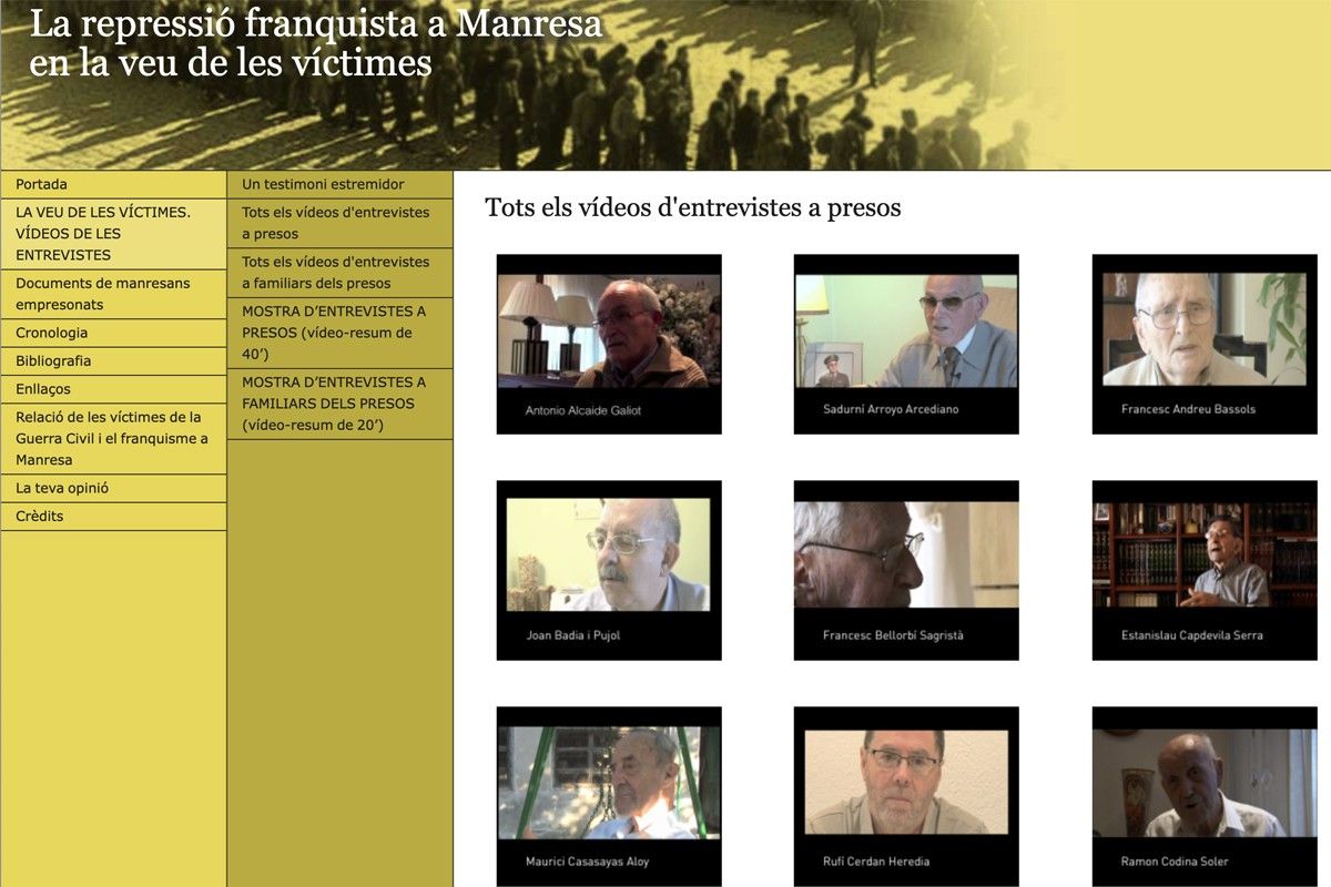 Imatge del web La repressió franquista en la veu de les víctimes
