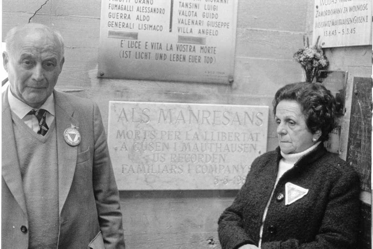 Jacint Carrió i Carme Cristina (vídua del manresà Maurici Ribas), a Gusen (5/5/1985)