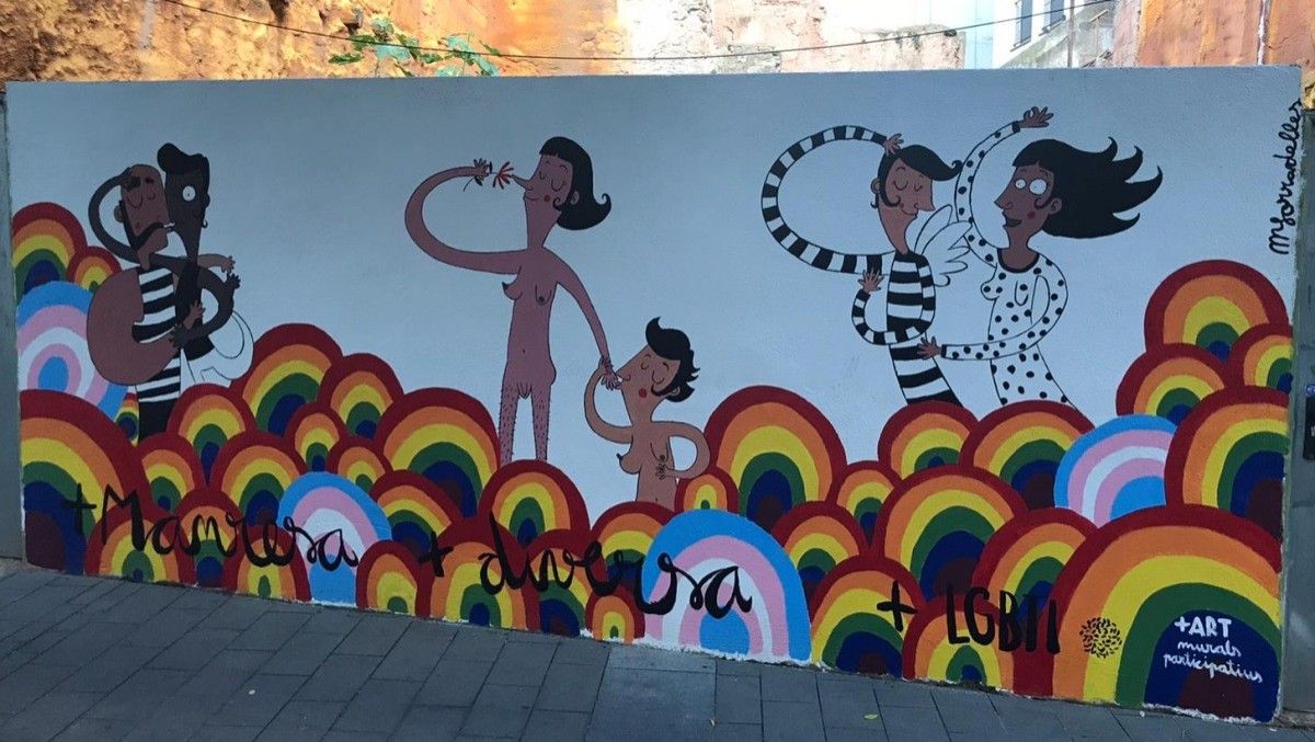 El mural està ubicat al carrer de la Mel i ha esta dissenyat per l'artista manresana Montse Forradelles