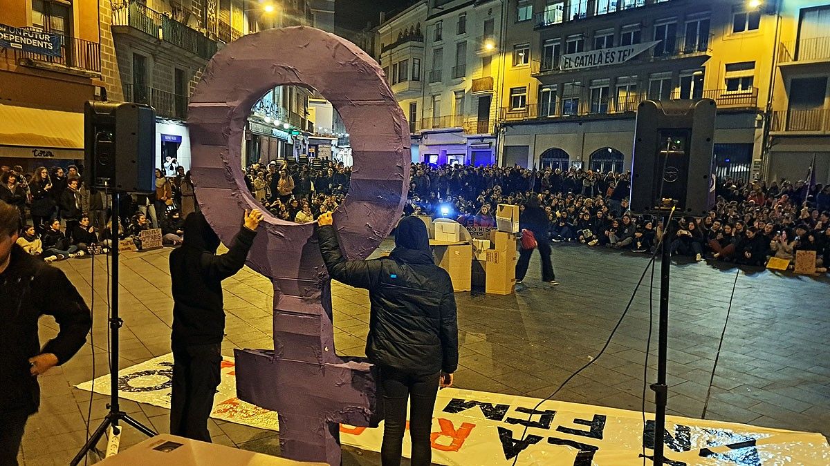 La manifestació ha finalitzat a la plaça Major amb una performance
