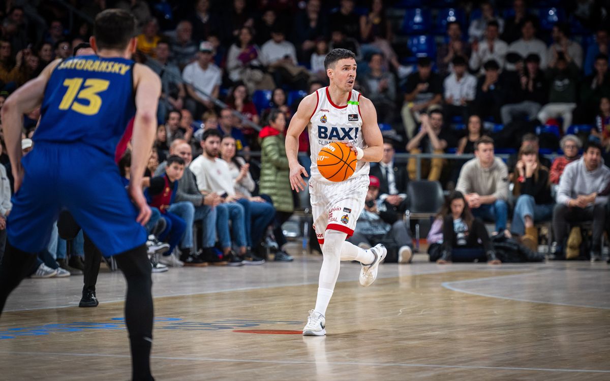 Dani Pérez ha repartit nou de les vint-i-set assistències del Baxi Manresa al Palau Blaugrana