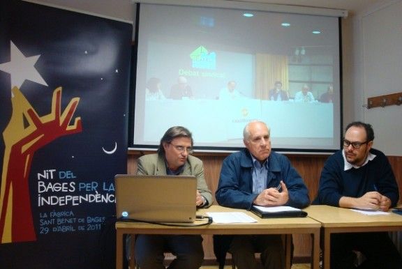 Jaume Puig, Josep Camprubí i Carles Claret durant la roda de premsa.