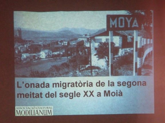 Diapositiva històrica de Moià a l'exposició.