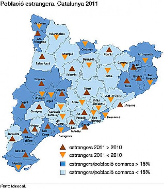 Població estrangera a Catalunya l'any 2011.