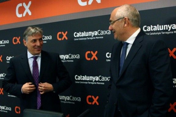 El president i el director general de Catalunya Caixa, Manel Rosell i Alfons Todó.