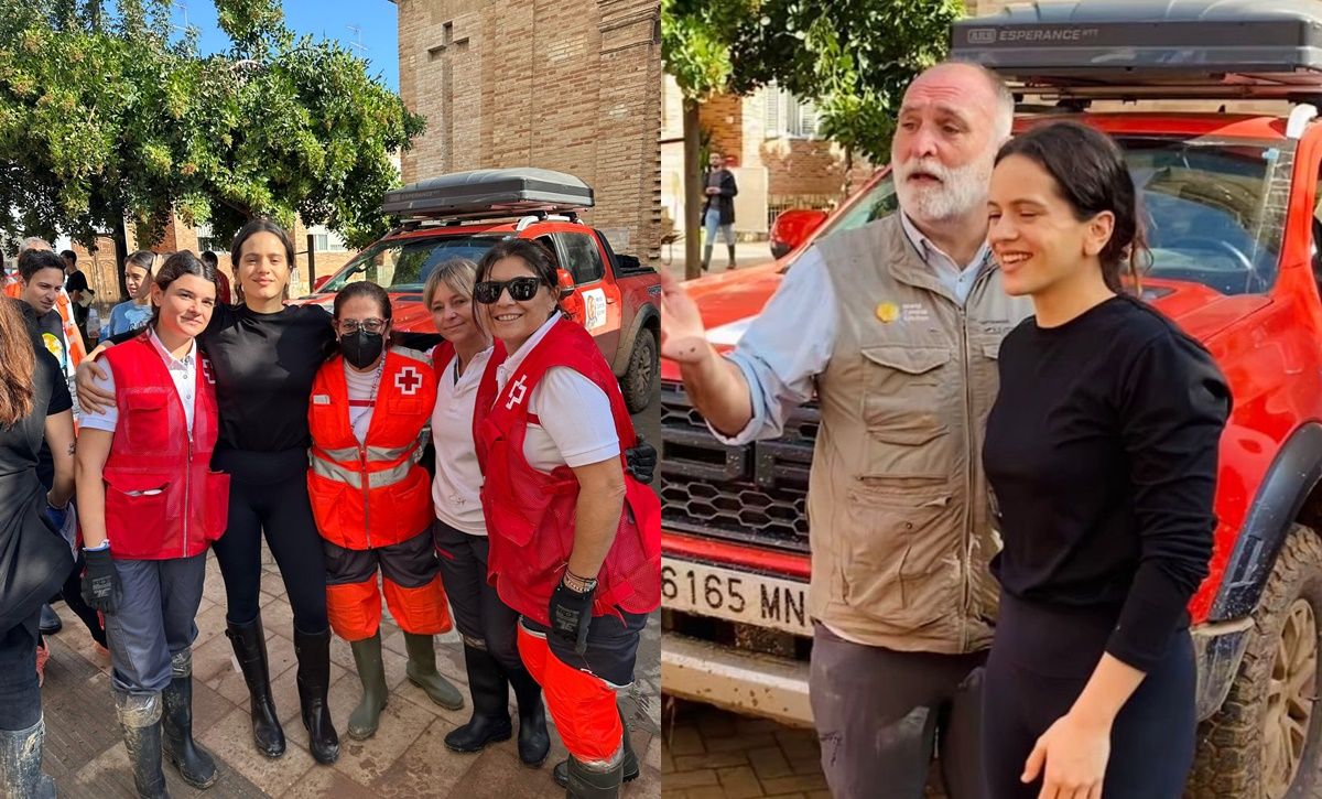 Rosalía amb el xef José Andrés, a Paiporta