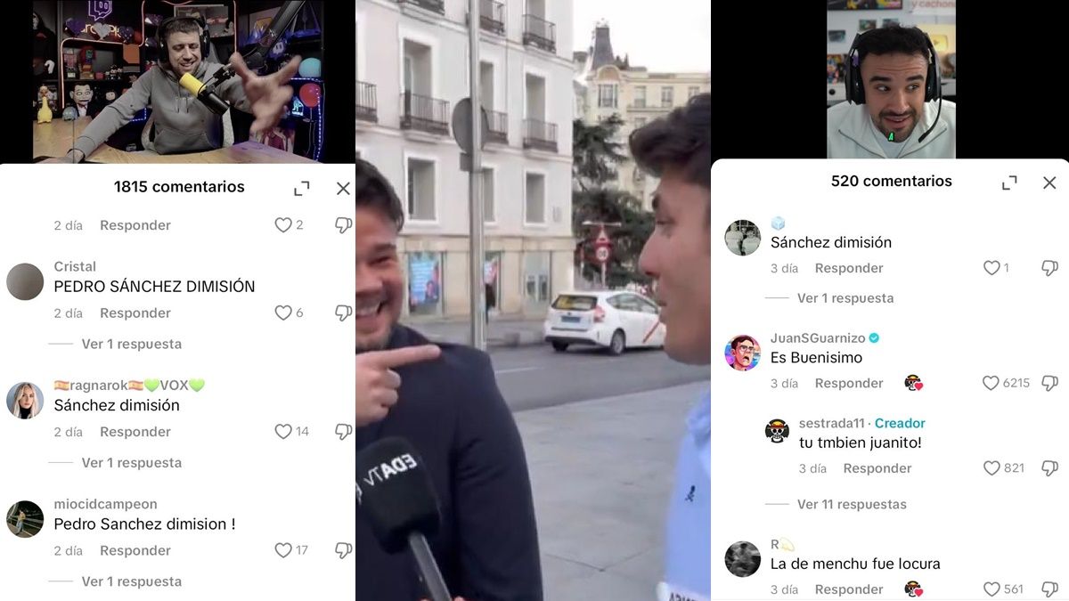 «Sánchez dimisión» als comentaris de TikTok