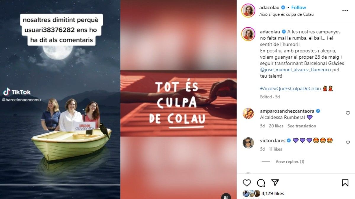 Els perfils de BComú i Ada Colau a les xarxes socials