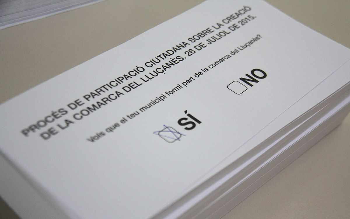 Una butlleta de la consulta del 2015 al Lluçanès.