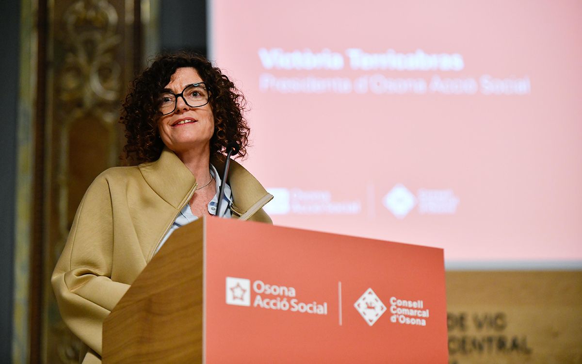 Victòria Terricabras, presidenta d'Osona Acció Social, a l'acte de presentació de l'activitat de l'any 2023.