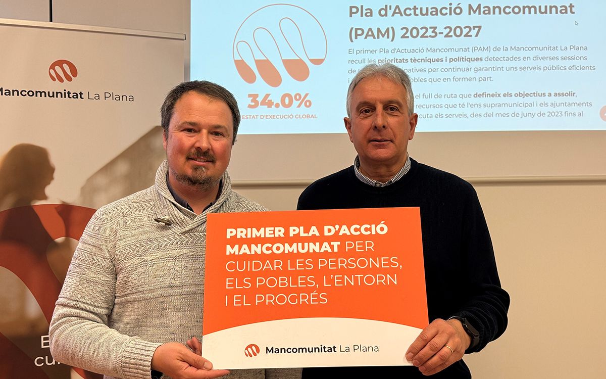 Pere Medina, president de la Mancomunitat La Plana, i Xavier Rierol, vicepresident de l'ens i responsable de Medi Ambient i Acció Climàtica.