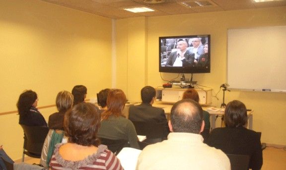 Videoconferència a Manlleu, sobre comerç