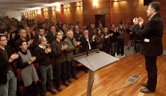 Joan Puigcercós a l'acte de reconeixament als carrecs electes d'ERC celebrat a Manlleu
