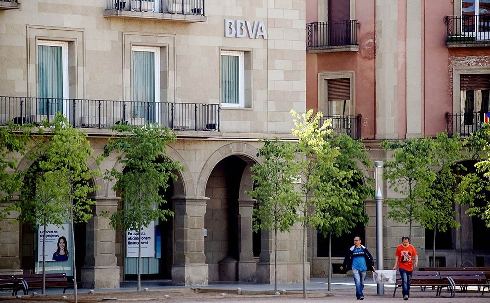 L'espai del BBVA a la plaça Fra Bernadí, aquest cap de setmana.